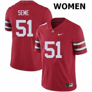 Women's Ohio State Buckeyes #51 Nick Seme Red Nike NCAA College Football Jersey Stability OHU6244VH